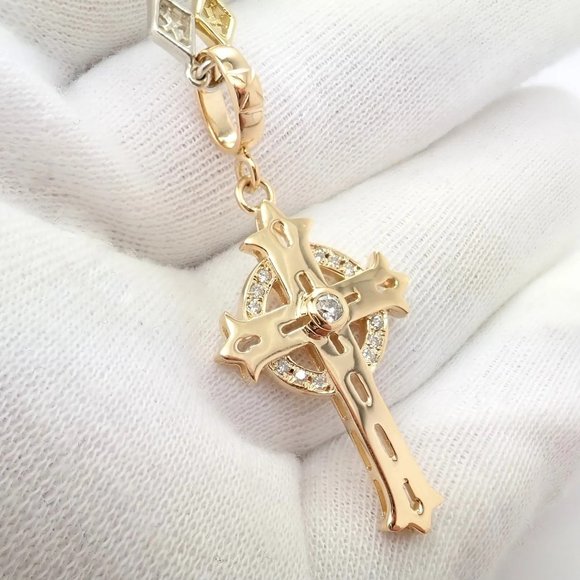Authentic! Loree Rodkin 18k Yellow Gold + Silver Cross Diamond Necklace - Picture 7 of 12